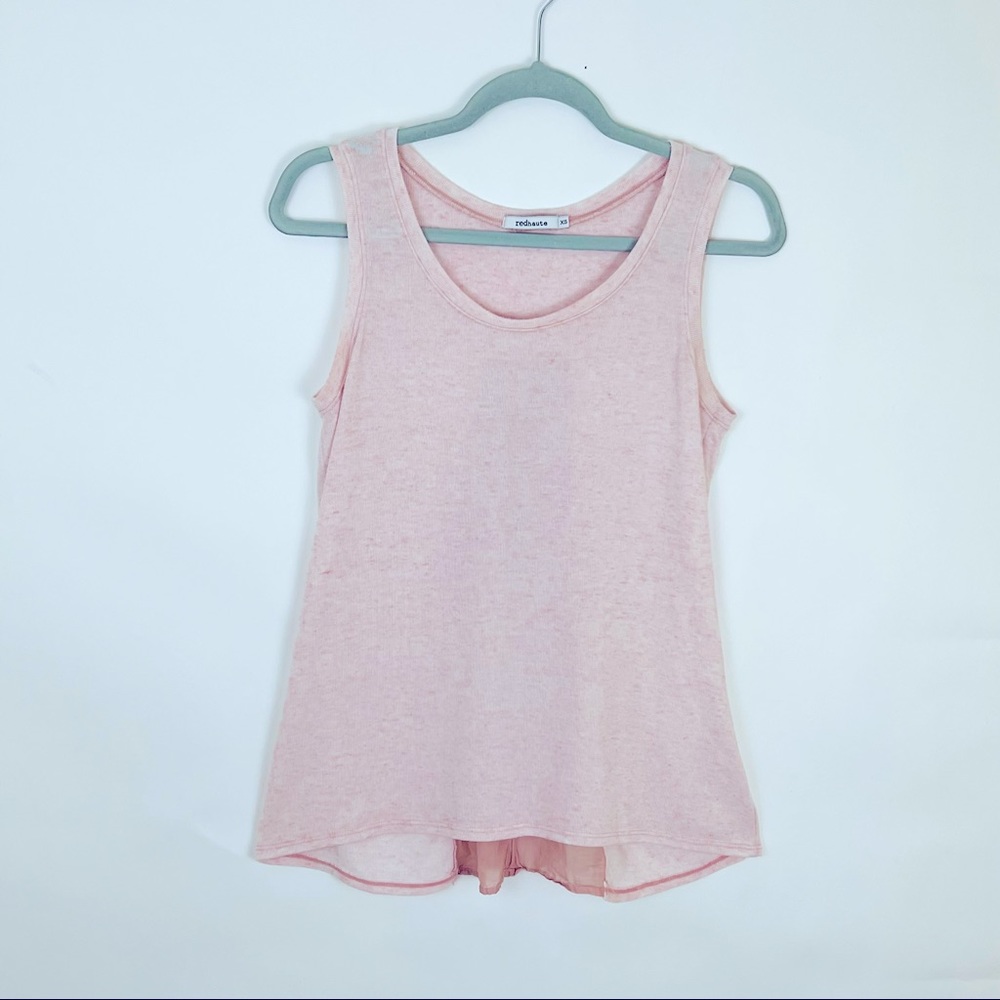 RED HAUTE sleeveless blouse cotton tank with linen button-up back light …